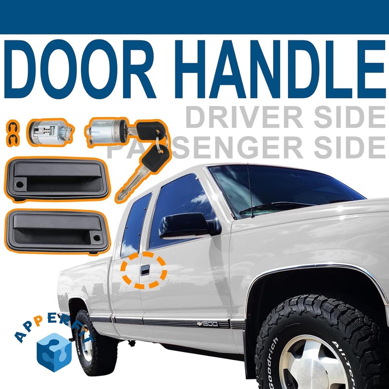 APPERFiT All Metal Exterior Door Handles w/Lock Cylinders & Keys Compatible with Chevy Tahoe Suburban C/K1500 C/K2500 C/K3500 GMC Yukon Replaces 15742229 15742230 - Image 4